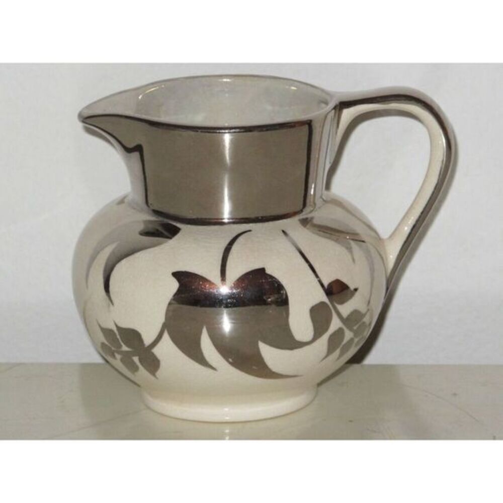 Sandland & Lancaster 696 Silver Lusterware Creamer Leaves‎ 3"